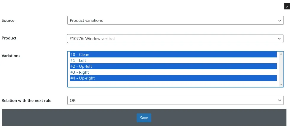 Entity availability rule by product variations