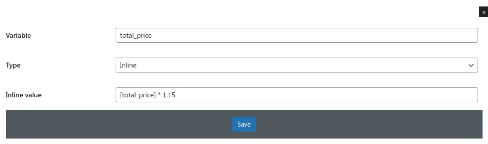 Formula variable definition in the admin part